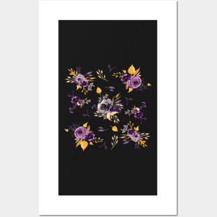 Watercolor Floral |  Purple Peonies and Roses Posters and Art